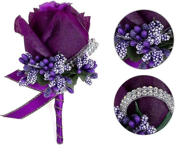 6 stk blomsterknapphull for menn, håndlaget silke, knapphull for brudgom W