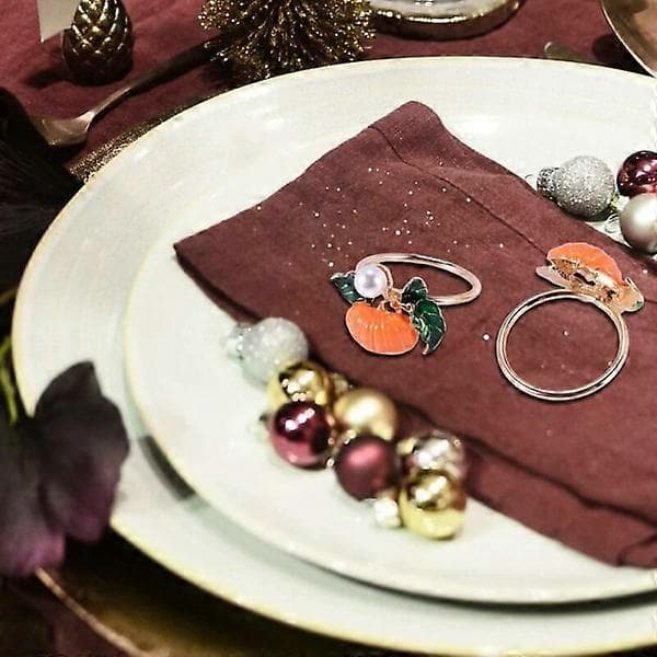 6 stk. Halloween Thanksgiving Græskar Servietring Mønster Rum Sæt Bord Servietknap Høsttema Servietring