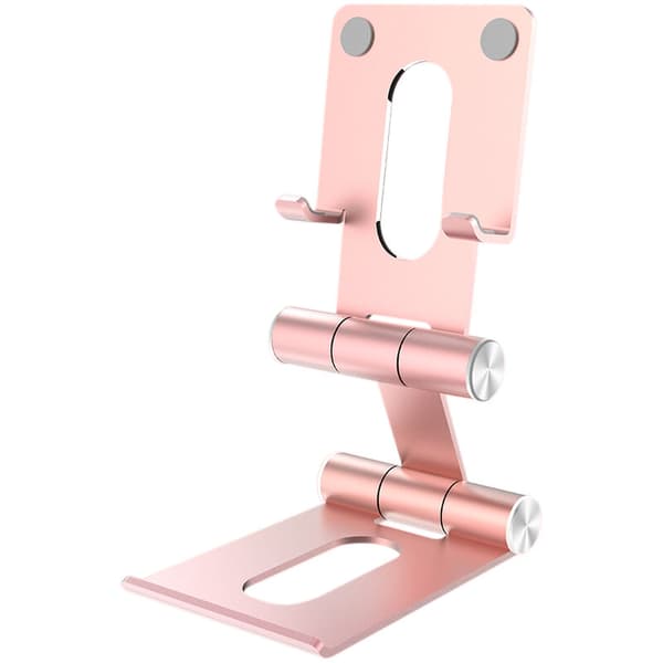 Multifunksjonell sammenleggbar mobiltelefonholder i aluminiumslegering for skrivebord, roségull