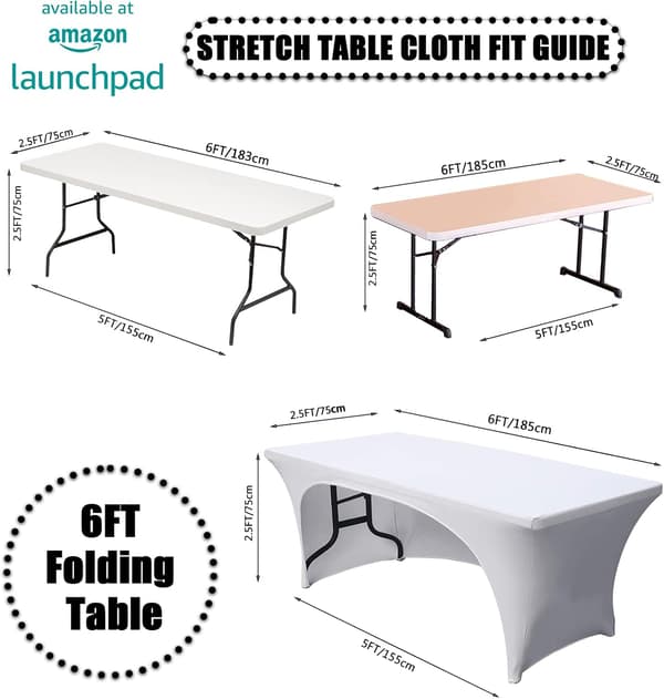 Stretchöverdrag 6ft för rektangulära bord med öppen rygg, monterade spandex rektangulära uteplatsbordsskydd, bröllop, fest, kök, skönhetsevenemang