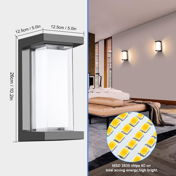 LED-seinävalaisin ulko-/sisäkäyttöön 12W ulkoseinävalaisin 3000K Wa