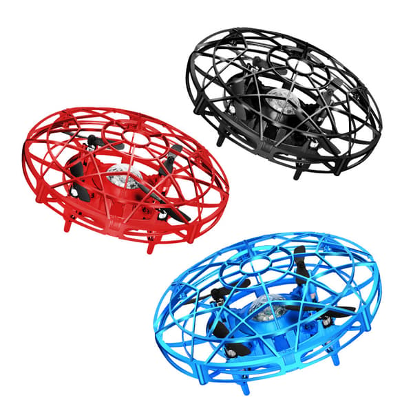 Blå Mini UFO Drone Barn Flygende Leke Quadcopter Fjernkontroll Luft