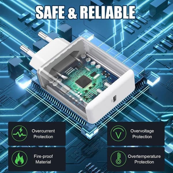 45W Fast Charger White USB-C 1M Compatible with Samsung Galaxy A16 A15 A36 A56 White Vit