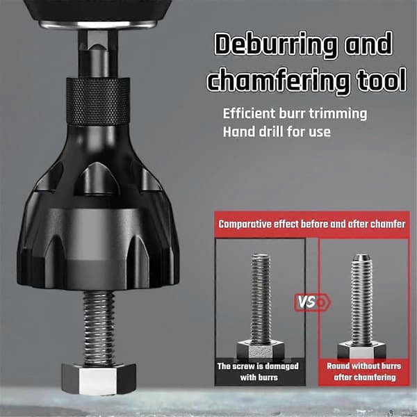 Metal Deburring Tool, Hex Shank Thread Repair Tool and Chamfering Tool, Fits 1/8-3/4 inch (3mm-19mm), Various Materials