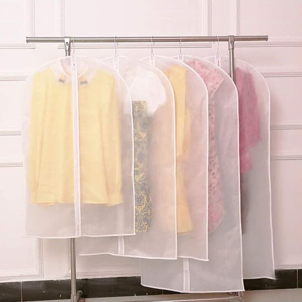 Hängande klädpåse Lättviktsklar Full dragkedja Kostym Mothsäker Andningsbart Dammskydd 5-pack (60 x 120CM)