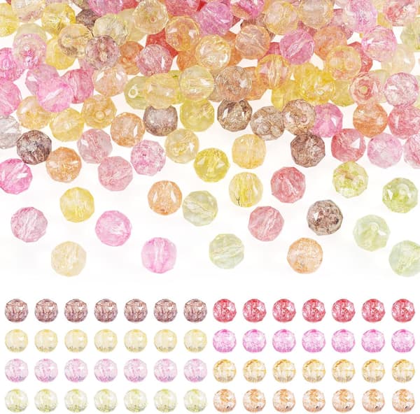 160 stk. krakelerede gennemsigtige glasgeléperler facetslebne | Pink Pink Theme