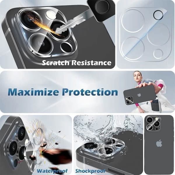 Etui til iPhone 16 Pro med magnetisk ring + 2 hærdet glas og 2 bageste kamerabeskyttelse Transparent Transparent