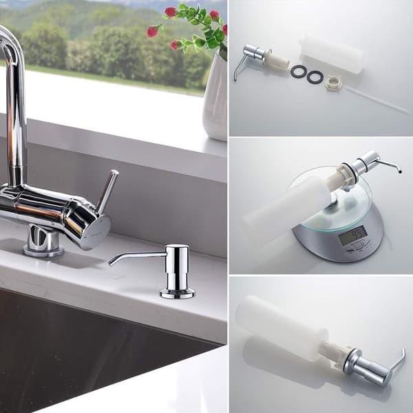Silver Diskbänk Tvåldispenser 500ML, Flytande Pump Diffuser, Dold Diskmedelsdispenser, Krom