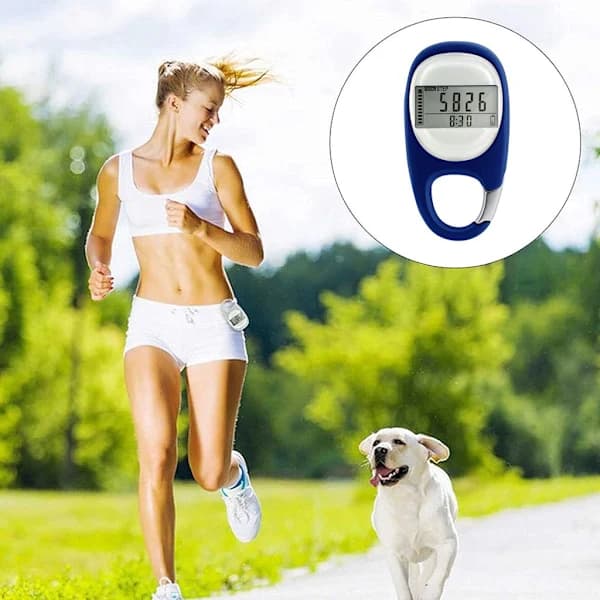 (Pow Yeah!) 3D Pedometer with Clip - Digital Simple Pedometer for Measuring Distance
