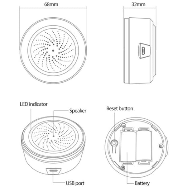 ZigBee NEO 90DB Lyd- og Lyssensor Sirene IntGr Tuya Smart Life PZCC