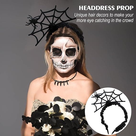 (Svart) Halloween Spindelvev Hårbøyle Cosplay Maskerade Edderkopp