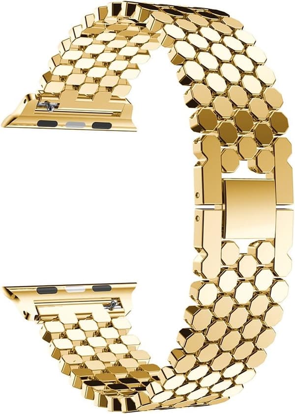 Guld - Rem til Apple Watch 38mm, Rustfrit stål iWatch Rem 8