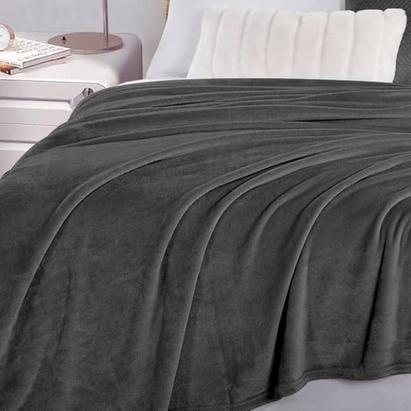 Fleece Blanket 150x200cm - Soft and Warm Throw for 2 People - Superior Quality Dark Grey - Sofa and Bed