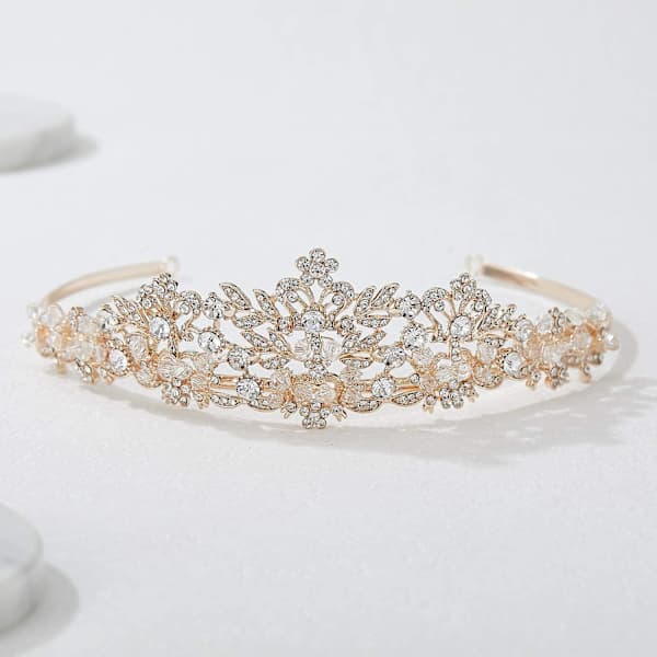 Rosaguld bryllupstiara til kvinder - Tiara diadem til udstilling, rhinsten brudekrone til brude