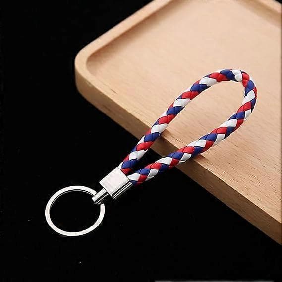 Flettede PU Læder Nøgleringe Bil Nøglering Nøglekæde til Mænd eller Kvinder Knap