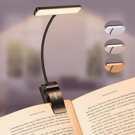 Night Reading Light — 3 Eye Protection Modes, Ultra-Long Battery Life — Black