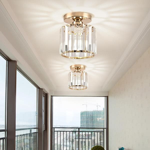 Elegant Guld LED Taklampa med Kristallaccenter för Sovrum & Kök [JUN]