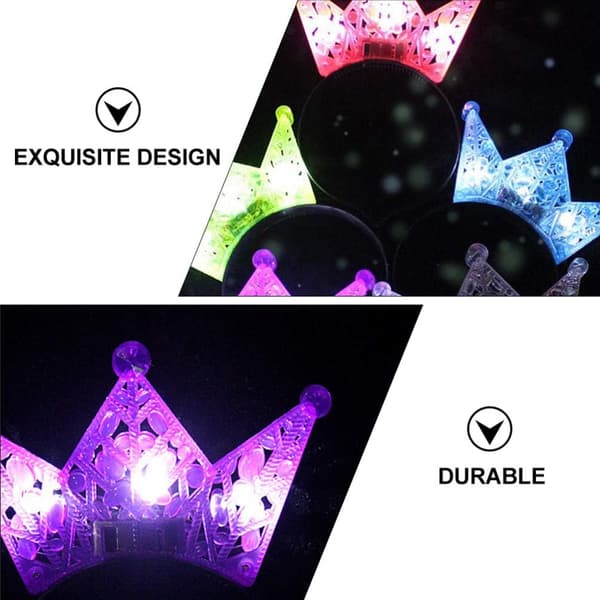 5 stykker lysende krone-diadem (tilfeldige farger) Lysende kroner LED blinkende diadem for festlige jenter gutter bursdagsfester