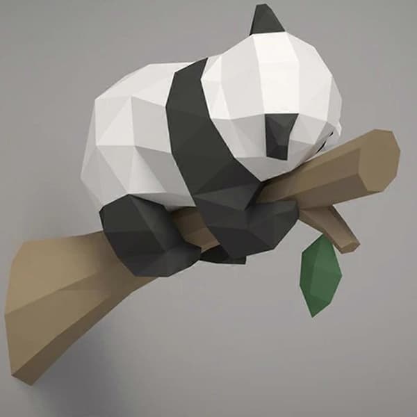3D Djur Pappersmodell, Panda på Geometrisk för Heminredning, Väggdekoration, Pedagogisk, A