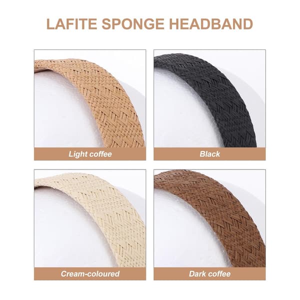 Raffia Svampehårbånd 4 stk. Dekorative Hårbøjler til Kvinder Letvægts Åndbart Tilbehør til Hverdags- og Festbrug Tilfældig Farve