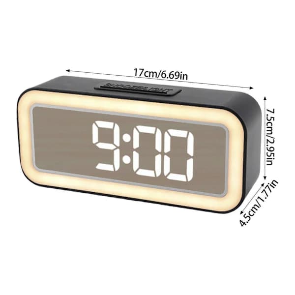 (pow yeah!) Multifunctional LED Digital Alarm Clock with Soothing Sounds Adjustable Brightness Night Modes Temperature Indicators White