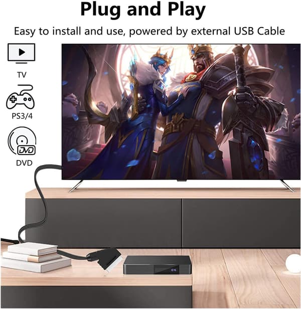Konverter til HDMI, SCART til HDMI Video Audio Konverter med USB C