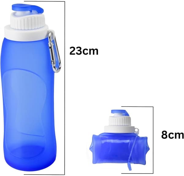 Dricksflaska - Vikbar vattenflaska - Vattenpåse - Hållbar - för utomhusbruk, sport, resor och mer - 500 ml - blå