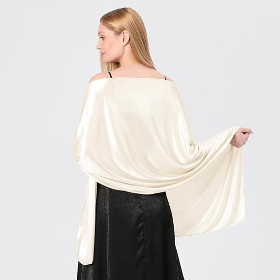 Satinsjal til Kvinder Bryllupssjal Passer til Aftenkjole Elegant Chic Sjal Passer til Beige Beige