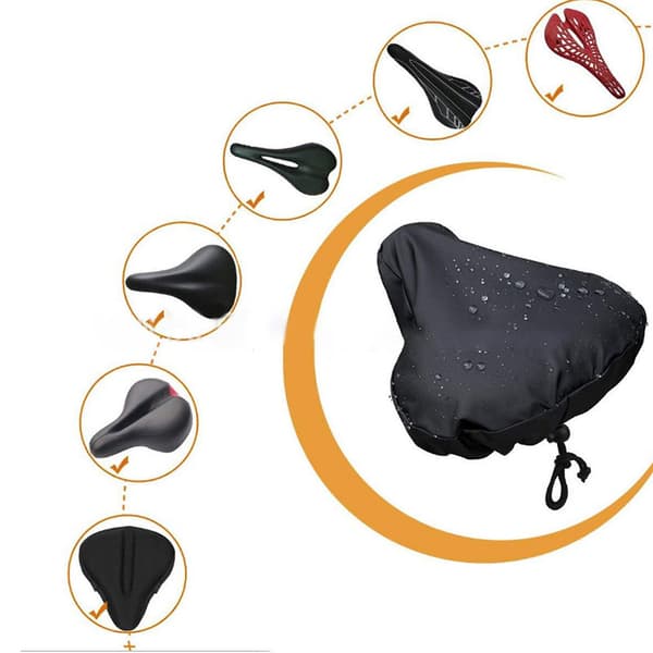2-pack Waterproof Saddle Cover with Drawstring / Rain Cover for Bicycle Saddle Black Svart