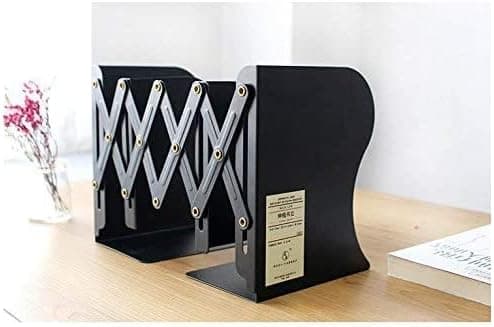 Justerbar bokstøtte i metall med solid base, forlenges til 48 cm for kontoroppbevaring [JUN]