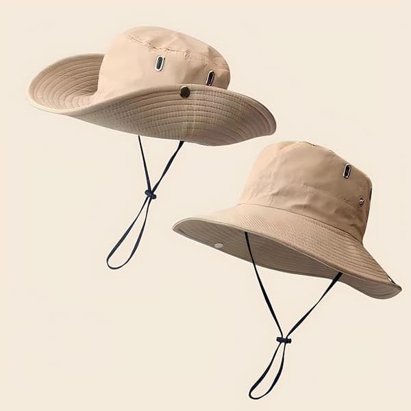 Fiskerhat til mænd og kvinder, ventilerende fiskehat, solhat med hagerem, UV-beskyttelse, sommerhat til udendørs klatring og camping