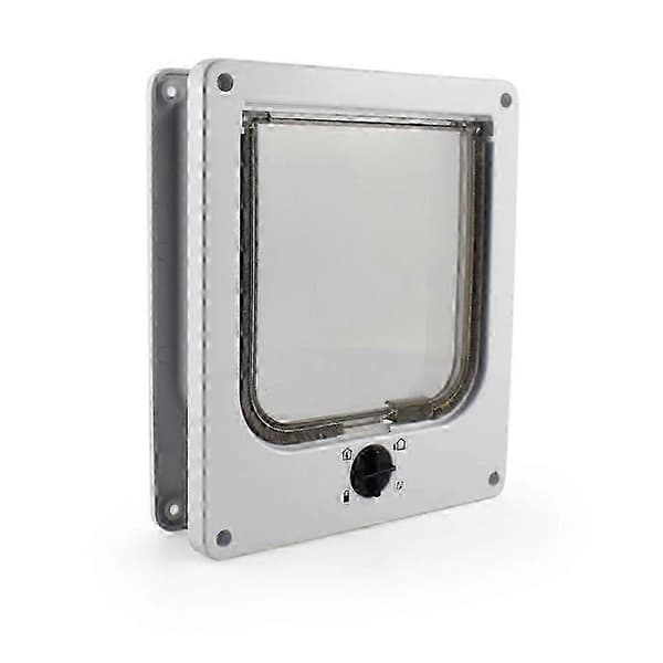 Heavy Duty Pet Door with 4-Way Locking Compatible with Inner/Outer Doors & Walls/Windows, Durable White L white L
