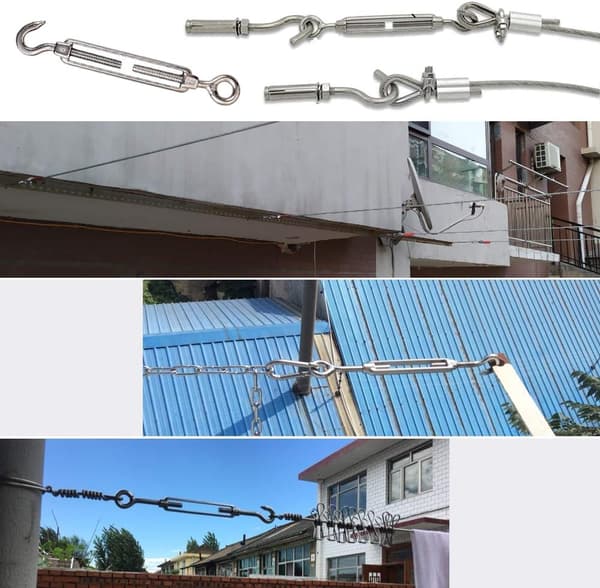 M6 krog og øje / C til O vantskrue 304 rustfrit stål, hardwarekit til wirestramning Heavy Duty, til solsejl, teltmontering, rustbeskyttelse,