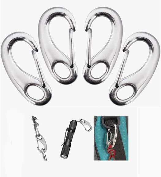 D-shaped Carabiner 10 Pcs 4.8 cm Galvanized Keychain Clip for Camping Hiking Curtains Flags Black