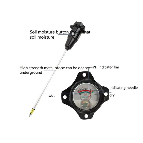 Long Probe Deep Soil Hygrometer PH Tester 2 in 1 - Professional Test Hygrometer for Large Potted Plants Garden Agriculture