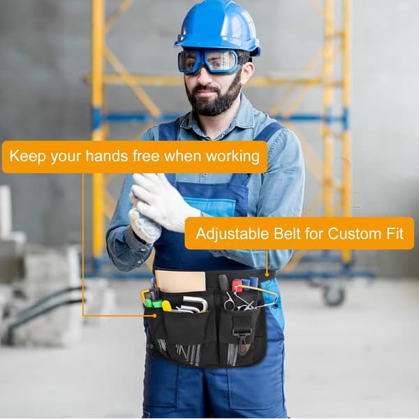34*23 cm Garden Tool Belt - Durable Oxford, 7 Pockets - Adjustable Organizer for Men & Women - Black