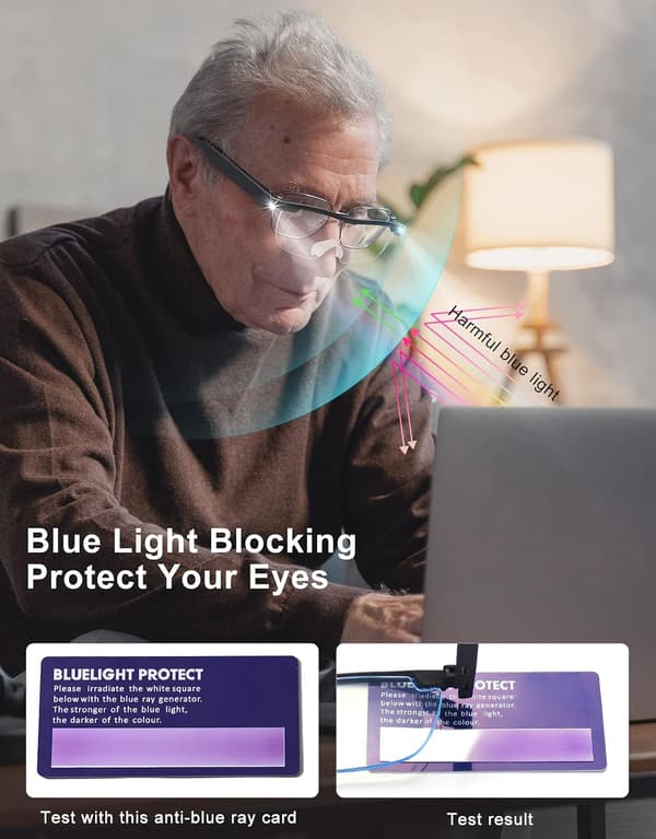 Forstørrelsesglass med LED-lys, blått lysblokkering, lysende Ha