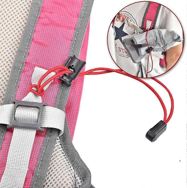 2 stk. Ryggsekkspenne Bungee Snøre Slips Justerbar Kabelfeste Spenne