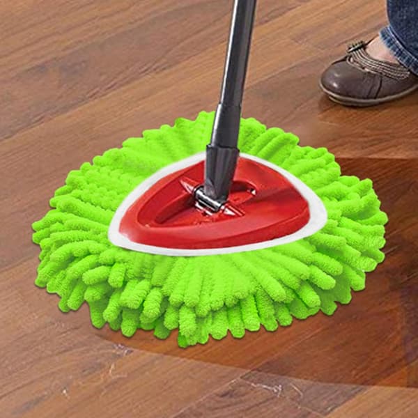 Vaskbare mopprefiller, 2 mikrofibermopphoder, mopprefillhoder, triangulært vridbart mopphode, dyprengjøring, gjenbrukbare for hjemmet