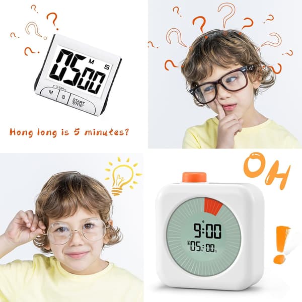 Digital Visuell Timer, Nedräkningstimer, Alarm, Klocka, 60 Minuters Stoppur, för Matlagning, Barn, Klassrum, Kontor