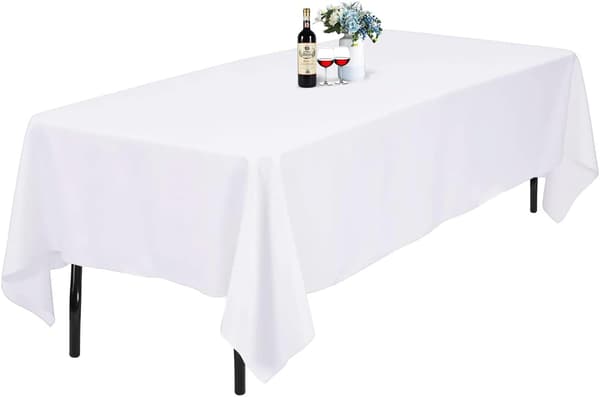White Tablecloth - 90X132 inch Polyester Rectangular Tablecloth, for 4ft Table in Washable Stain and Wrinkle Free, Christmas Tablecloth 228*335cm 228*335cm