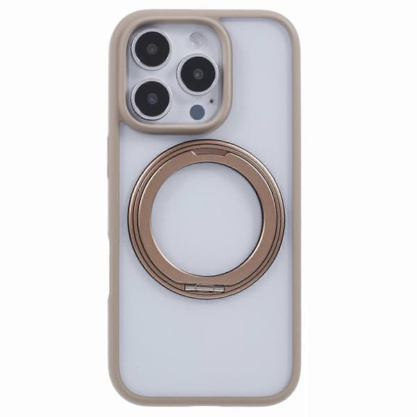 Til iPhone 16 Pro Max Mobilcover Ringholder Stativ PC+TPU Mobilcover - Titanium Guld