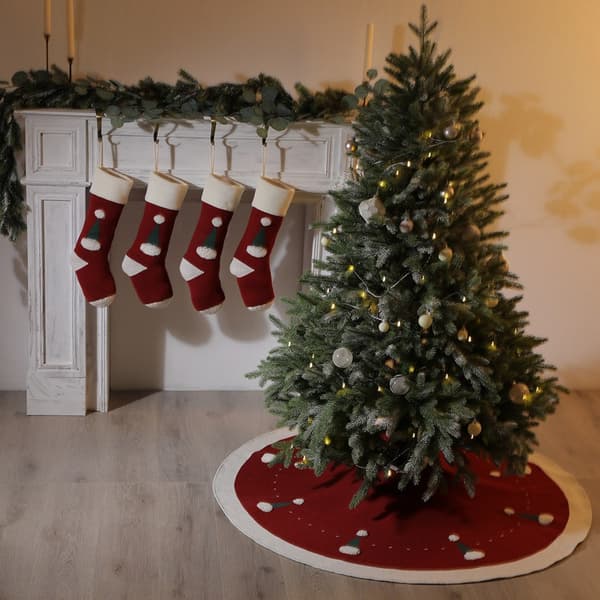 Lilla rød 3D frotté julehat træskørt 122cm og tyk Chri