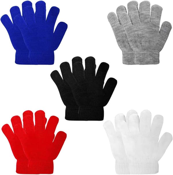 3-24 par vinterstrikhandsker til børn - hvide fingerdrenge og piger hvid, sort, grå, blå, rød White, Black, Gray, Blue, Red