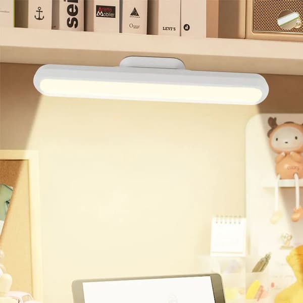 Reading lamp, white, touch, dimmable, 3 light colors, rechargeable, battery operated, USB LED desk lamp, light strip with remote control