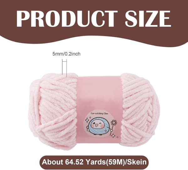 1 Nøgle Chunky Chenille Garn til Hækling 5mm Lyseblå Fløjl Bomuld Håndstrikketråde Håndværk Vævning Tæpper Håndarbejde Håndværk, LIght Pink