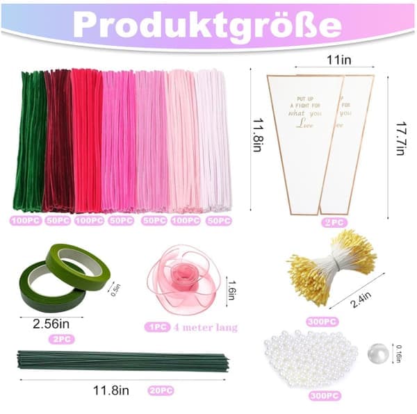 Piberenser håndværkssæt - DIY Blomsterfremstillingssæt Håndlavede kreative håndværksmaterialer *Sæt med 4* Sæt 4 Set 4