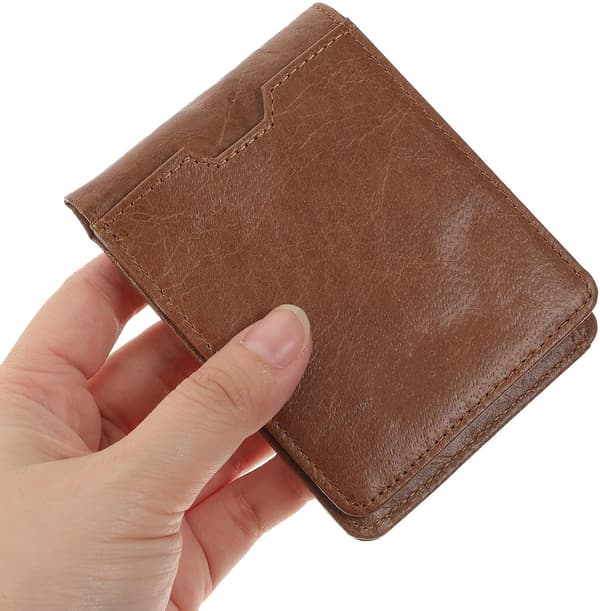 Herre lommebok RFID-blokkerende skinn bifold pengeklips kaffe