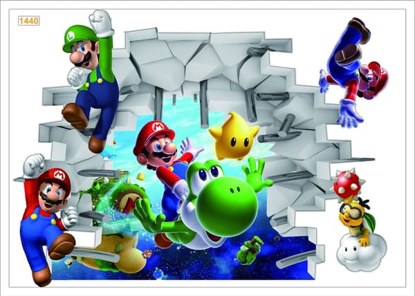 Super Mario Bros. Yoshi ja Mario Peel and Stick Giant Wall Decal