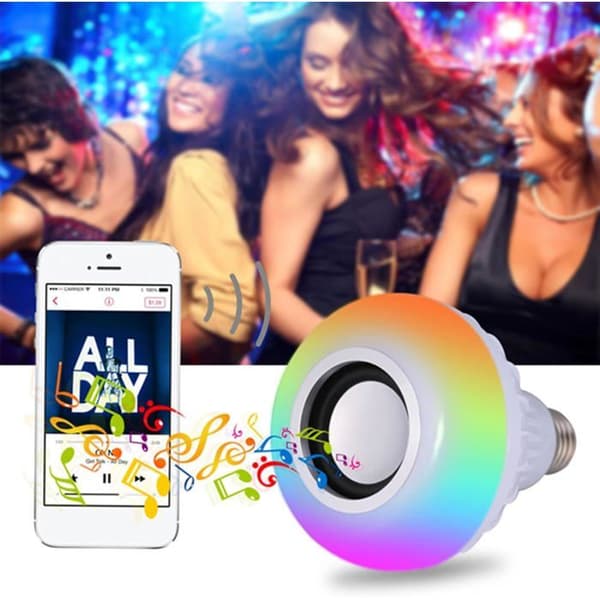 Smart Bulb, 12W E27 RGB, Lamp with BT Speaker, Synchronized Light with Remote Control PZCC